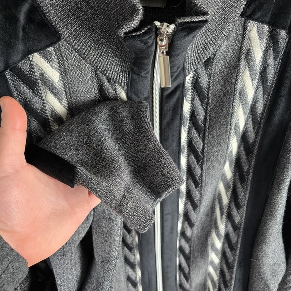 Stacy Adams Men's Gray Modern Cable Knit Jacquard Sweater Size 4XL Full Zip - Picture 4 of 11